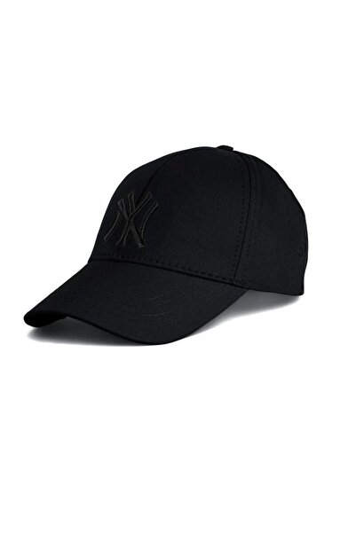 Eke Tekstil Unisex Siyah Renk Siyah Logo Beyzbol Ny Nakışlı Şapka