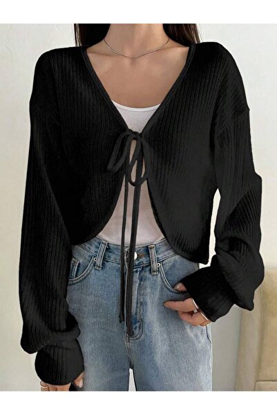 Touz Moda Μακρυμάνικη ζακέτα με λεπτομέρεια με κορδόνια Y2K