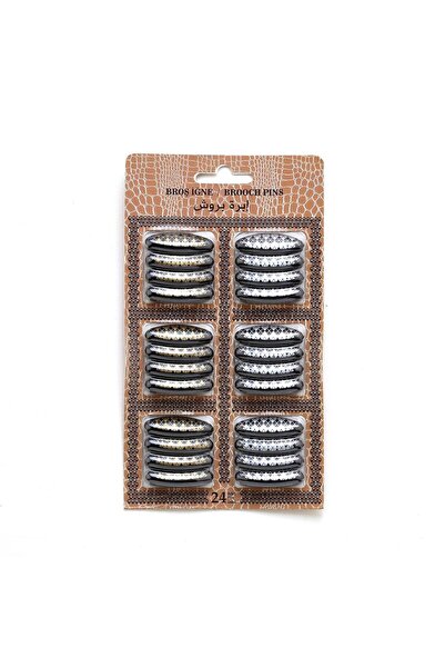 MODA Turkuaz Aksesuar Broş İğne 4 lü siyah ve beyaz