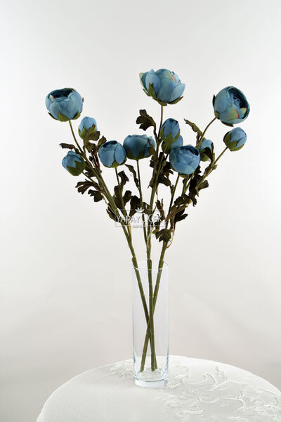 Yapay Çiçek Deposu Yapay Uzun Dal 4lü Gül 63 cm Mavi