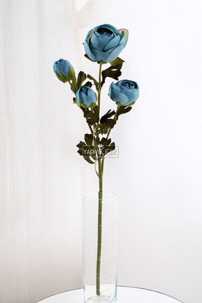 Yapay Çiçek Deposu Yapay Uzun Dal 4lü Gül 63 cm Mavi