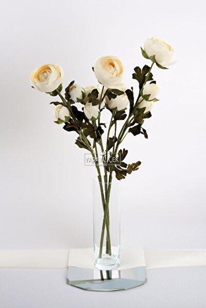 Yapay Çiçek Deposu Yapay Uzun Dal 4lü Gül 63 cm Kırık Beyaz