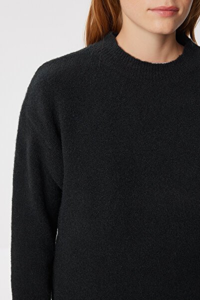Happiness İstanbul Women's Anthracite Basic Wool Sweater Ki̇00168
