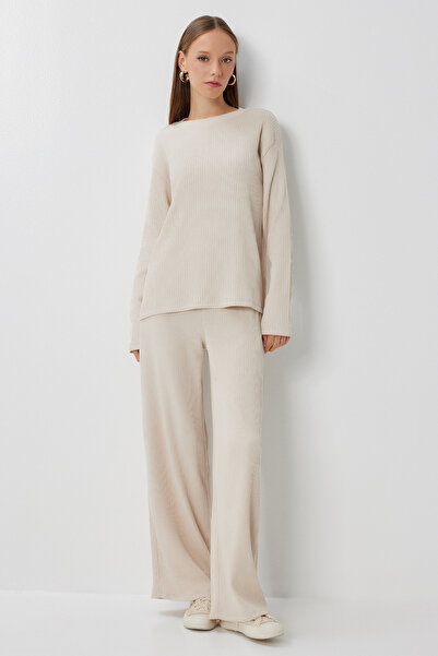 Happiness İstanbul Női bézs textúrájú, rugalmas kötött alsó-felső szett AN00267