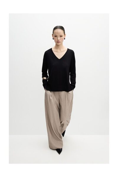 LEFTIES Pulover de bază pentru femei cu decolteu în V