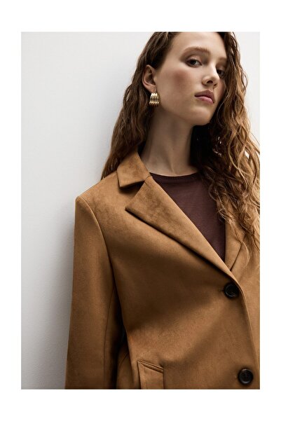 LEFTIES Dámský kabát z umělého semiše