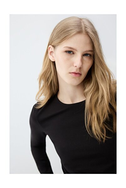 LEFTIES Γυναικείο μπλουζάκι με μακριά μανίκια και στρογγυλή λαιμόκοψη