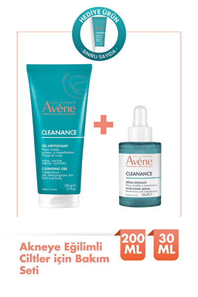 Avene Cleanance Temizleme Jeli 200ml + AHA Serum 30ml Cilt Kusurları Karşıtı Set