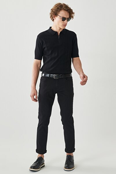 ALTINYILDIZ CLASSICS Чоловічі чорні 360-градусні еластичні штани з бавовняного трикотажу, що облягають фігуру