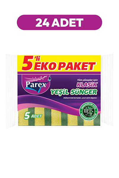 Parex إسفنجة خضراء كلاسيكية مسطحة 5 عبوات 24 عبوة 1 صندوق