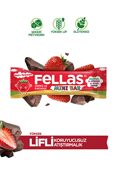 Fellas Mini Meyve Bar - Çilekli ve Kakaolu (28 g) x 12 Adet