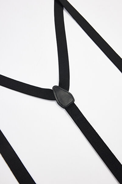 Tudors Erkek Düz Ince Siyah Pantolon Askısı