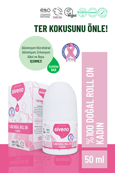 Siveno %100 Doğal Roll On Kadın Deodorant Ter Kokusu Önleyici Bitkisel Leke Bırakmayan Vegan 50 ml
