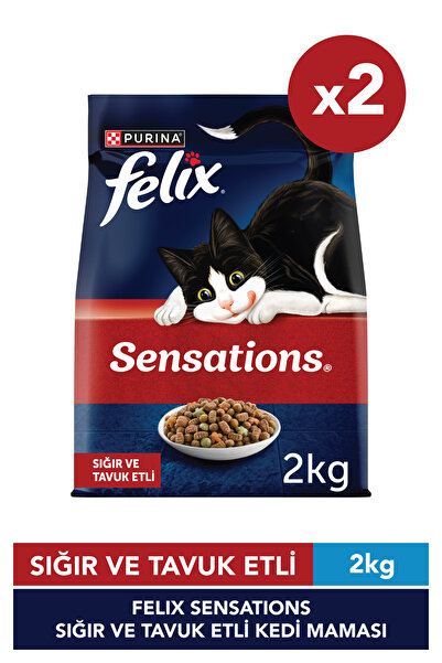 FELIX Sığır Ve Tavuk Etli Kuru Kedi Maması 2 Kg. 2'li Set