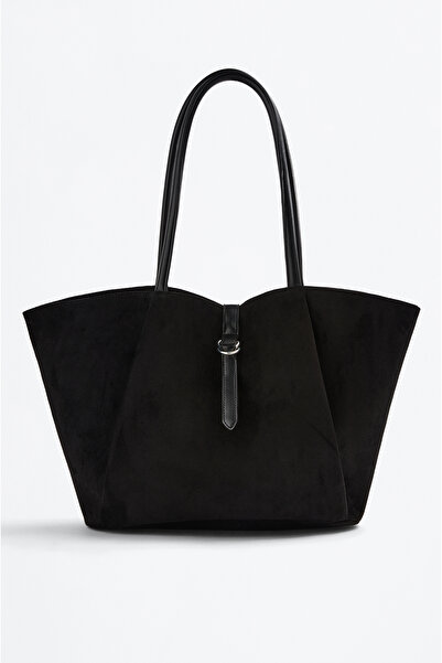 LEFTIES Dámská shopper kabelka z umělého semiše s ozdobným páskem