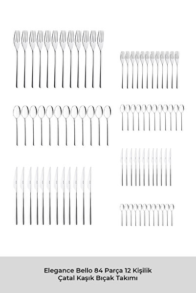 Emsan Elegance Bello 84 Parça 12 Kişilik Çatal Kaşık Bıçak Seti Lüks Kutulu