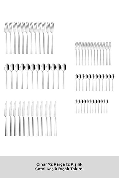 Emsan Çınar 72 Parça 12 Kişilik Kutulu Çatal Kaşık Bıçak Takımı