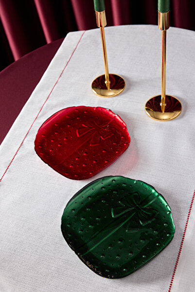 TRENDYOLMİLLA HOME New Year's Bow 4-Piece Cake Plate Tphaw26Tbk00016