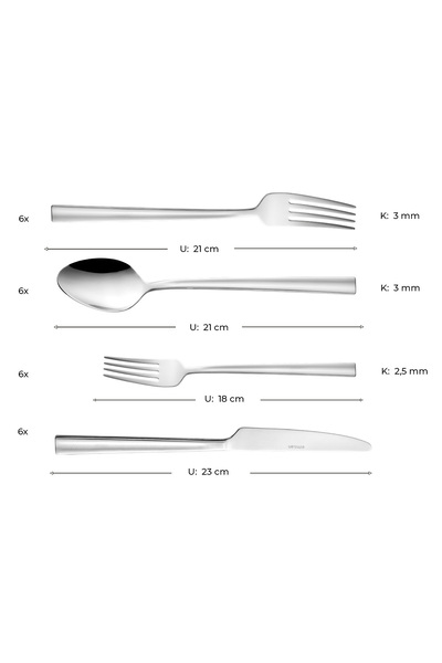 Emsan Çınar 24-Piece 6-Person Boxed Cutlery Set