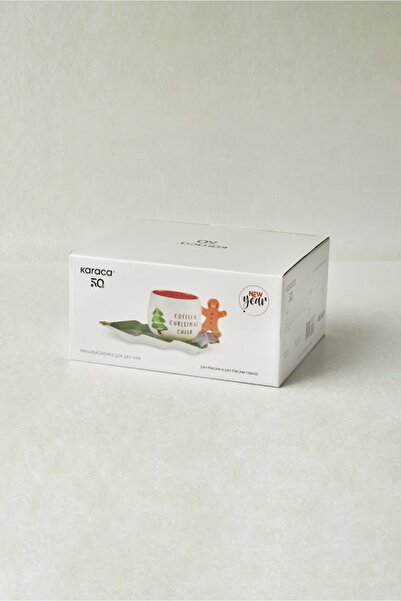 Karaca New Year Teacup 180 ml and Pine Tree Saucer