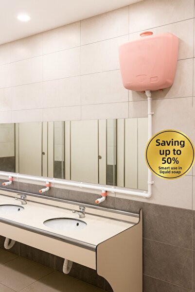 hilal kimya 20 Lt 5 Tap Push Button Liquid Soap Dispenser with Central Storage – for School, Mosque and Bulk Use