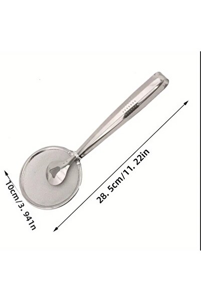 Home Stainless Steel Oil Strainer Tongs 28.5 cm – Fine Pore, Ergonomic Handle, Frying Serving Tongs