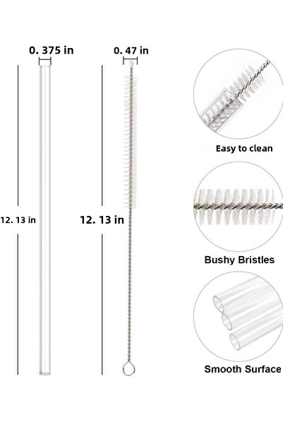 Yenigeldi 6 Pieces of 30 cm Stanly Quencher Compatible Tritan Straws and 1 Cleaning Brush