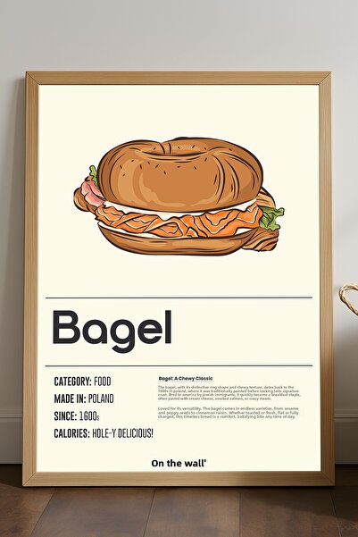 Duvarda Αφίσα με ξύλινο πλαίσιο Bagel, Διακοσμητικός πίνακας τοίχου κουζίνας