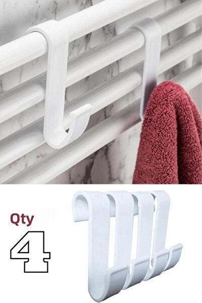 Bkmc Suport pentru prosoape alb, 4 bucăți, pentru cabină de duș, suport pentr...