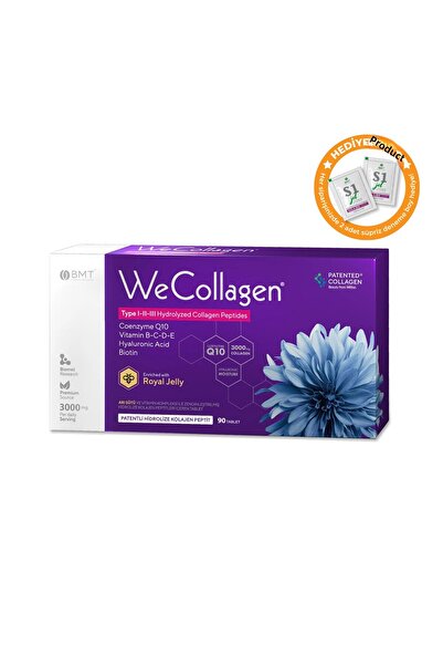 Biomet WeCollagen® 90 Tablets - 3000mg Collagen Type 1-2-3 Bee Milk Biotin 100% Pure and Natural Dietary Supplement
