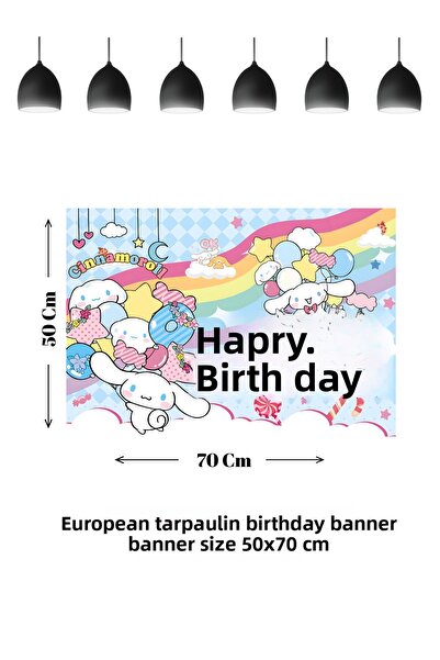 HAPPYLOOPPARTY Banner de aniversare cu tematică Cinnamoroll Cinnamon, curcubeu