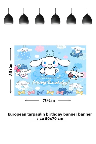 HAPPYLOOPPARTY Banner aniversar cu tematică Cinnamoroll Cinnamon pentru bebeluși