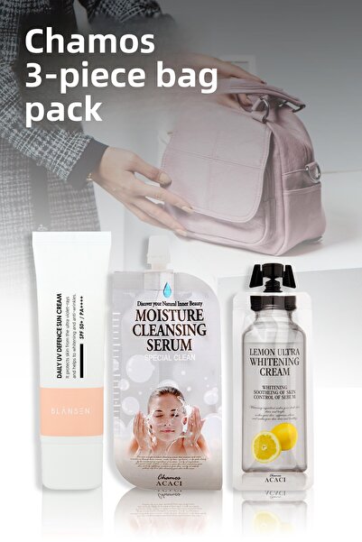 Chamos Set of 3 Bags (Sunscreen - Moisturizing Facial Cleansing - Lemon Moist...