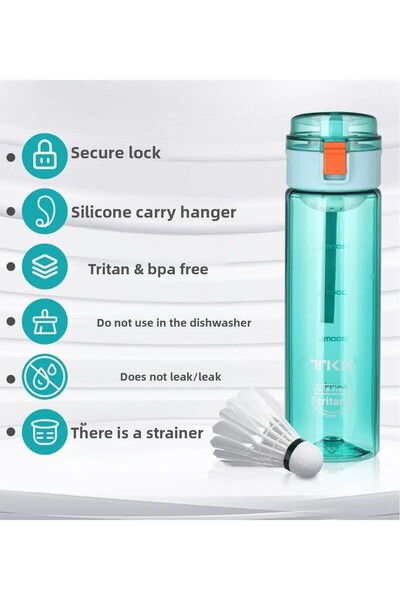tüftürük TKK 550ml Tritan Water Bottle with Strawless Comfortable Drinking Lockable Lid and Carrying Handle