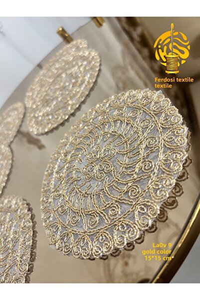 Tekstilsa Μοντέλο Flora Διακοσμητική δαντέλα γκουίπερ 6 τεμαχίων Καφέ Κοκτέιλ Χαρτοπετσέτα Παρουσίασης ΧΡΥΣΟ ΧΡΩΜΑ