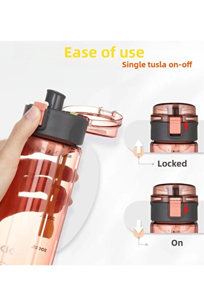 tüftürük TKK 550ml Tritan Water Bottle with Strawless Comfortable Drinking Lockable Lid and Carrying Handle