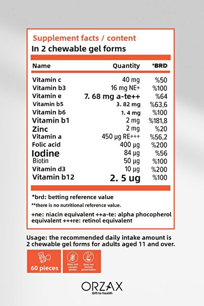 Ocean Gummies Multivimatimin Adult Supplementary Food 60 Pieces Chewable Gel Form