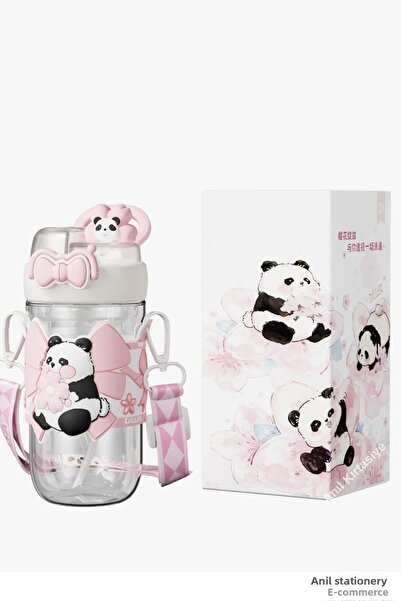 Vagonlife Diller Double Use with Straw/Comfortable Drinking Neck Hanger Cute Panda 580 ml