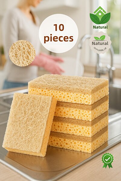 DUFF CLEAN 10 قطع من إسفنجة الأطباق المسطحة المصنوعة من الألياف - مجموعة إسفن...