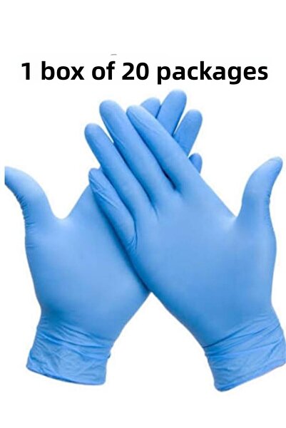 MOONFER قفازات نيتريل زرقاء بدون بودرة - عبوة من 100 قطعة × 20 قطعة في صندوق ...