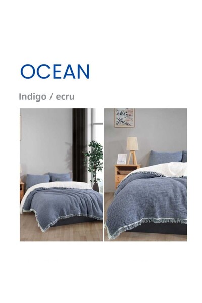 O&G Collection Double Sided 100% Cotton 4 Layer Muslin Double Bedspread 220X230 cm