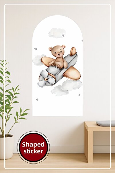 KOSS Dijital Autocolant decorativ de perete în formă ovală cu model de avion ...