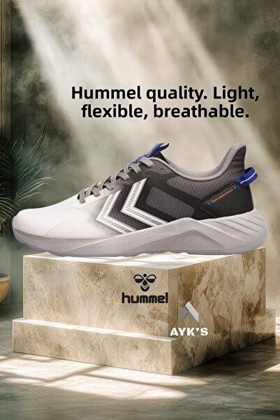 hummel 900795 White-Black-Grey Mesh Lightweight Unisex Sports Shoes