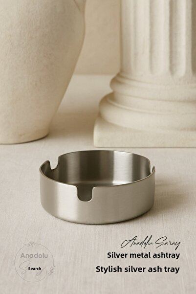 Anadolu Saray Ασημένιο μεταλλικό τασάκι – Φορητό και μοντέρνο σχέδιο, κομψό ασημένιο τασάκι