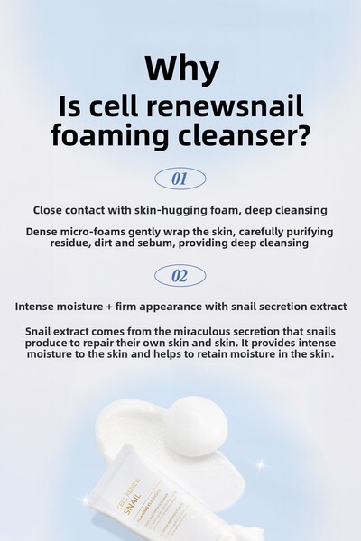 Missha Super Aqua Cell Renew Snail Cleansing Foam - Snail Extract, 100ml Cleansing Foam