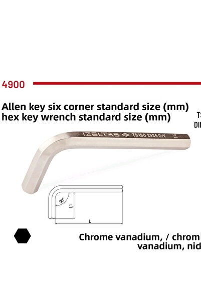 İzeltaş Allen Key Hex Key Set (1.5 -2 -2.5-3) (Total 4 Pieces)