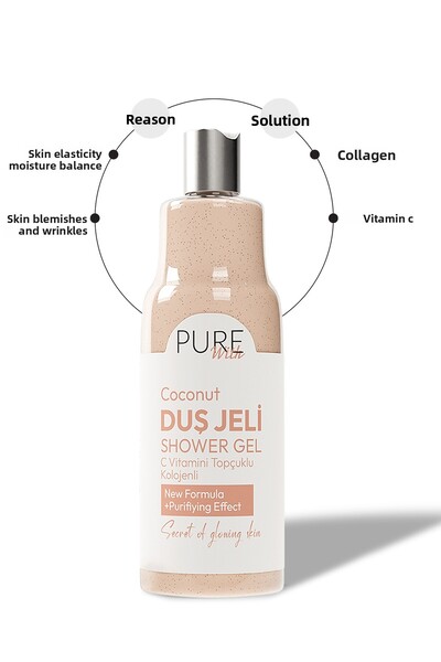 Pure With Vitamin Topçuklu Coconut Extract Moisturizing Shower Gel 400 ml – Natural Refreshing Effect