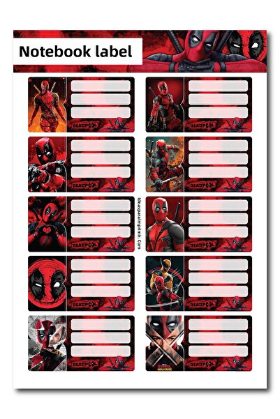 cakaybu Etichetă pentru caiet Deadpool – Set de 10 bucăți de autocolante Marvel
