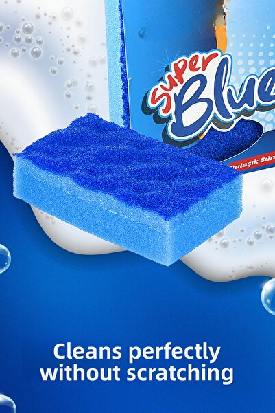 grimorlife 6 Pieces of Special Textured Blue Flat Dish Sponges - Special Textured, Durable Kitchen Sponge Set