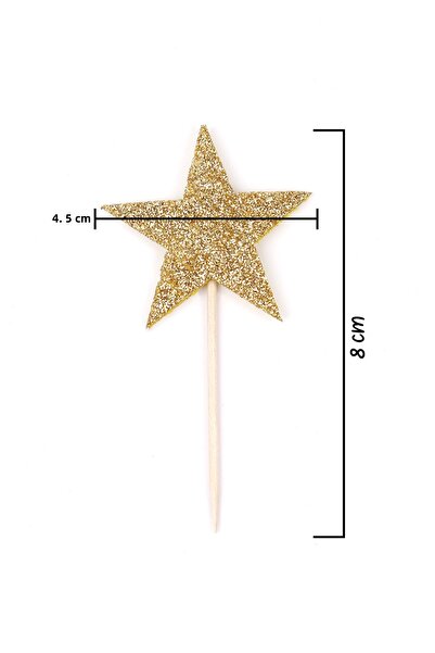 Le Mabelle Gold Glitter 10-Piece Star Toothpick Set